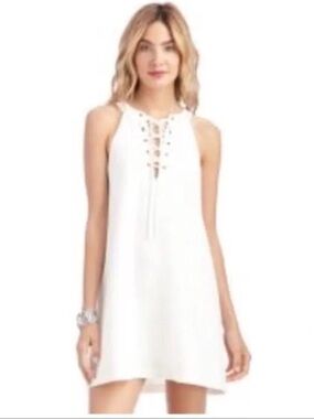 J.O.A. White Lace-Up Halter Summer Dress